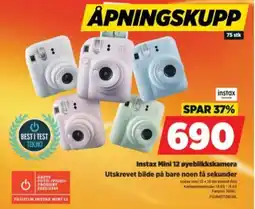 POWER Instax Mini 12 øyeblikkskamera Utskrevet bilde på bare noen få sekunder tilbud
