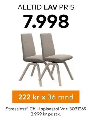 Skeidar Stressless Chilli spisestol tilbud