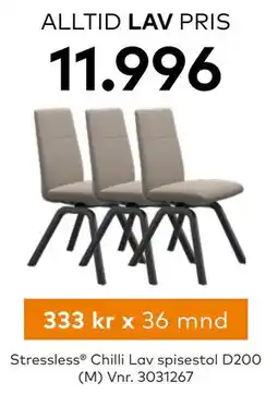 Skeidar Stressless Chilli Lav spisestol D200 (M) tilbud