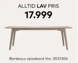 Skeidar Bordeaux spisebord tilbud