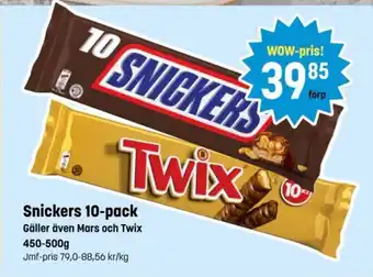 Eurocash Snickers 10-pack tilbud