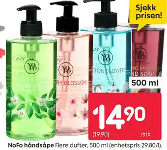 Rusta NoFo håndsåpe Flere dufter, 500 ml (enhetspris 29,80/1). 80-pk og Sjekk prisen! tilbud