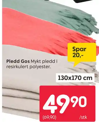 Rusta Pledd Gos Mykt pledd i resirkulert polyester. tilbud