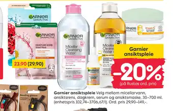 Rusta Garnier ansiktspleie tilbud