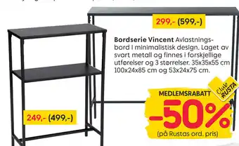 Rusta Bordserie Vincent Avlastnings- bord tilbud
