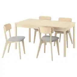 IKEA RÖnninge / lisabo Bord og 4 stoler, bjørk/tallmyra hvit/svart hvit, 155/210 cm tilbud