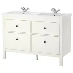 IKEA Hemnes / orrsjÖn Servantskap skuffer/servant/kraner, hvit, 122x49x89 cm tilbud