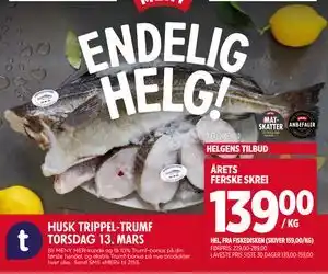 Meny ÅRETS FERSKE SKREI tilbud