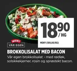 Meny BROKKOLISALAT MED BACON tilbud