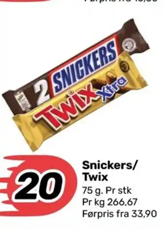 Coop Marked Snickers/ Twix tilbud