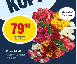 Coop Marked Roser 14 stk Assorterte farger. Pr bukett tilbud