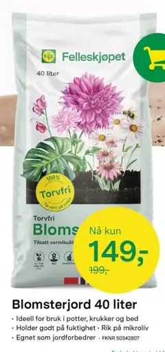 Felleskjøpet Blomsterjord 40 liter tilbud