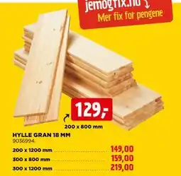 jem & fix HYLLE GRAN 18 MM tilbud