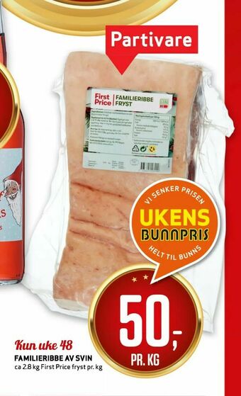 Bunnpris Familieribbe av svin tilbud