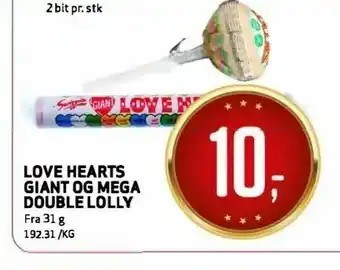Bunnpris Lovehearts giant og mega double lolly tilbud