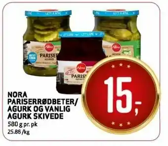 Bunnpris Nora pariserrødbetter/agurk og vanlig agurk skivede tilbud
