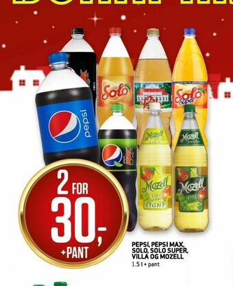 Bunnpris Pepsi, pepsi max, solo, solo super, villa og mozell tilbud