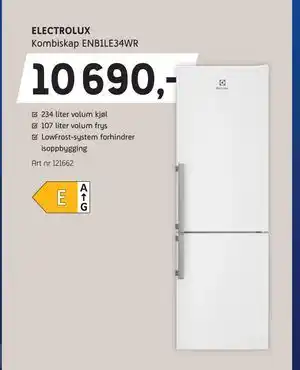 ELON ELECTROLUX Kombiskap ENB1LE34WR tilbud