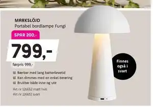 ELON MARKSLÖJD Portabel bordlampe Fungi tilbud