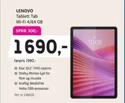 ELON LENOVO Tablett Tab Wi-Fi 4/64 GB tilbud