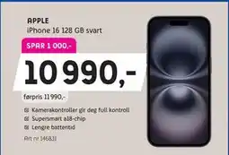 ELON APPLE iPhone 16 128 GB svart tilbud