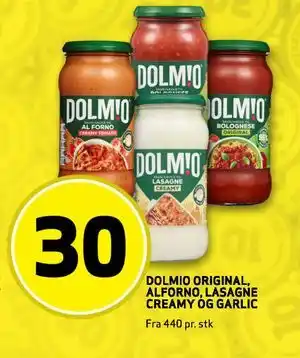 Bunnpris DOLMIO ORIGINAL, ALFORNO,LASAGNE CREAMY OG GARLIC tilbud