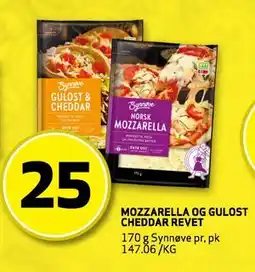 Bunnpris MOZZARELLA OG GULOST CHEDDAR REVET tilbud