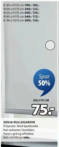 JYSK SENJA RULLEGARDIN tilbud