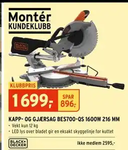 Montér KAPP- OG GJÆRSAG BES700-QS 1600W 216 MM tilbud