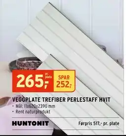 Montér VEGGPLATE TREFIBER PERLESTAFF HVIT tilbud