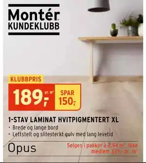 Montér 1-STAV LAMINAT HVITPIGMENTERT XL tilbud