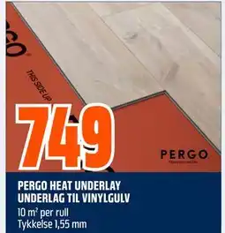 Obs Bygg PERGO HEAT UNDERLAY UNDERLAG TIL VINYLGULV tilbud