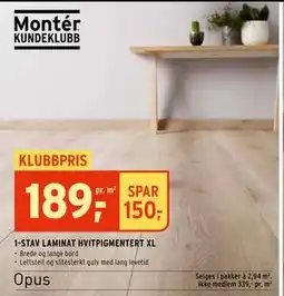 Montér 1-STAV LAMINAT HVITPIGMENTERT XL tilbud