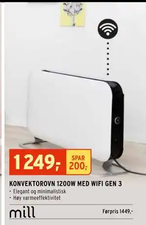 Montér KONVEKTOROVN 1200W MED WIFI GEN 3 tilbud