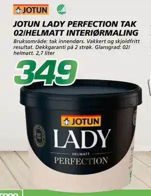 Coop Byggmix JOTUN LADY PERFECTION TAK 02/HELMATT INTERIØRMALING tilbud