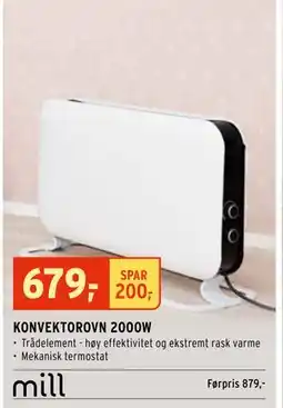 Montér KONVEKTOROVN 2000W tilbud