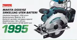 Coop Byggmix MAKITA DSS610Z SIRKELSAG UTEN BATTERI tilbud