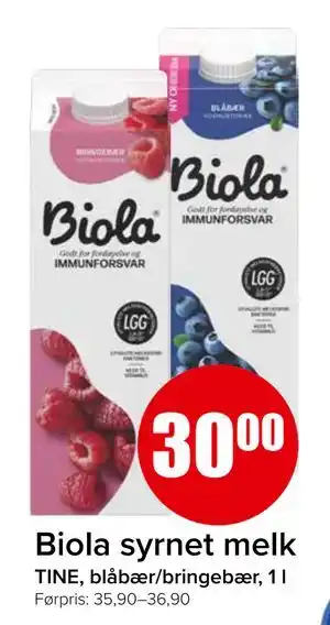 Spar Biola syrnet melk tilbud