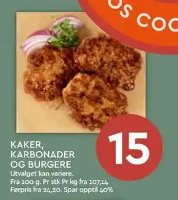 Coop Mega KAKER, KARBONADER OG BURGERE tilbud