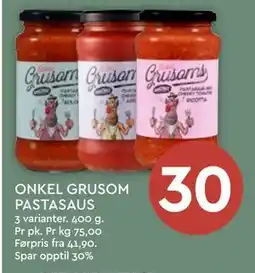 Coop Mega ONKEL GRUSOM PASTASAUS tilbud