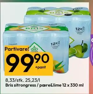 Gigaboks Bris sitrongress / pære&lime 12 x 330 ml tilbud