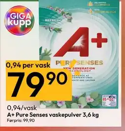 Gigaboks A+ Pure Senses vaskepulver 3,6 kg tilbud