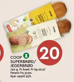 Coop Mega COOP SUPERBRØD/ JEGERBRØD tilbud