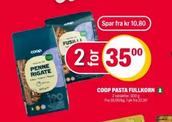 Coop Extra COOP PASTA FULLKORN 1 tilbud