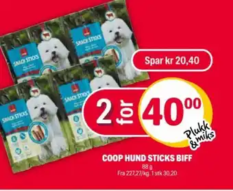 Coop Extra COOP HUND STICKS BIFF tilbud