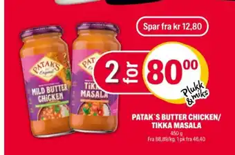 Coop Extra Patak's butter chicken/ tikka masala tilbud