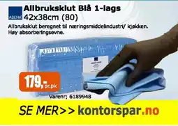 Kontorspar Allbruksklut Blå 1-lags tilbud