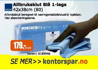 Kontorspar Allbruksklut Blå 1-lags tilbud