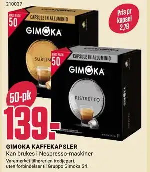 Europris GIMOKA KAFFEKAPSLER tilbud