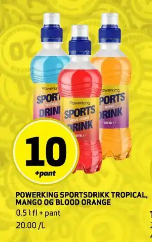 Bunnpris POWERKING SPORTSDRIKK TROPICAL, MANGO OG BLOODORANGE tilbud